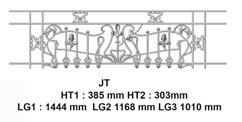 Balkongrill, handrið úr járni — ref JT