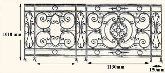Balkón, útfærð balustrade úr járni