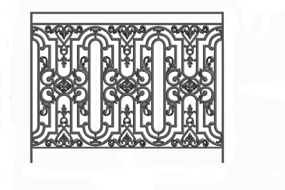 Balkón, útfærð balustrade úr járni