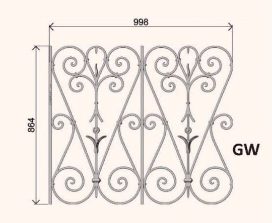 Balkón, útfærð balustrade úr járni