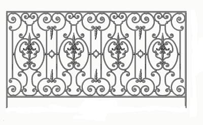 Balkón, útfærð balustrade úr járni