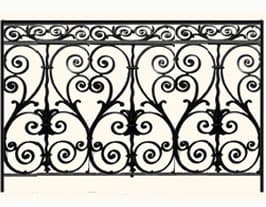 Balkón, útfærð balustrade úr járni