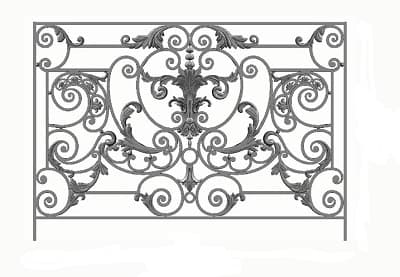 Balkón, útfærð balustrade úr járni