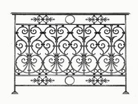 Balkón, útfærð balustrade úr járni