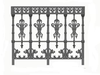Balkón, útfærð balustrade úr járni