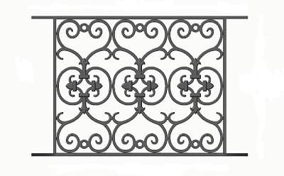 Balkón, útfærð balustrade úr járni
