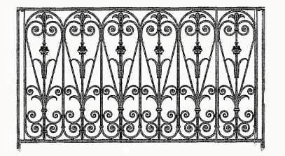 Balkón, útfærð balustrade úr járni