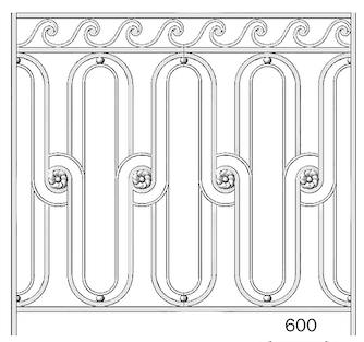 Balkón, útfærð balustrade úr járni