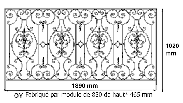 Balkón, útfærð balustrade úr járni