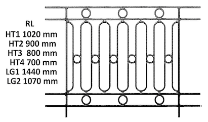 Balkón, útfærð balustrade úr járni