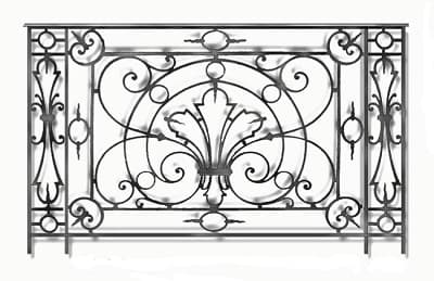 Balkón, útfærð balustrade úr járni