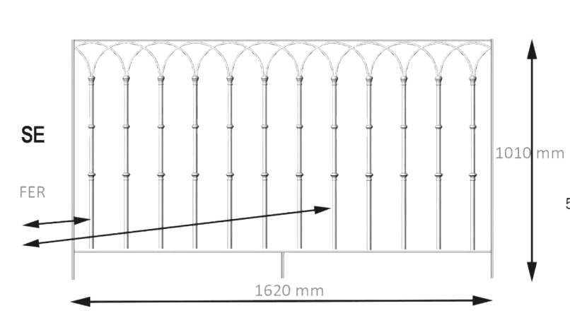 Balkón, útfærð balustrade úr járni