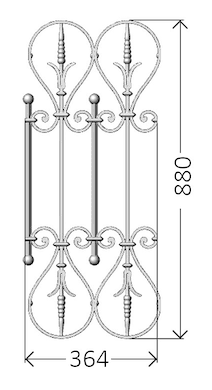 Balkón, útfærð balustrade úr járni