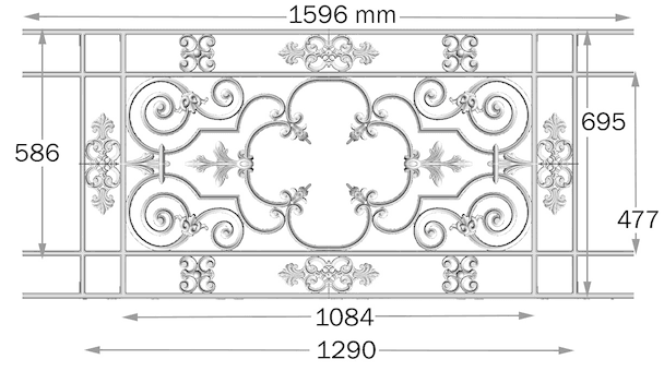 Balkón, útfærð balustrade úr járni