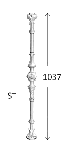 Balkón, útfærð balustrade úr járni