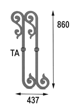 Balkón, útfærð balustrade úr járni