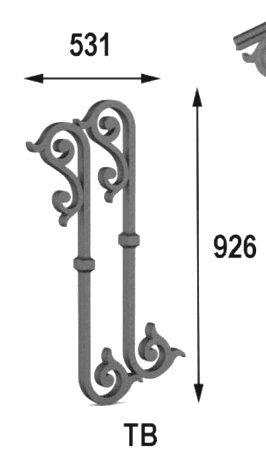 Balkón, útfærð balustrade úr járni