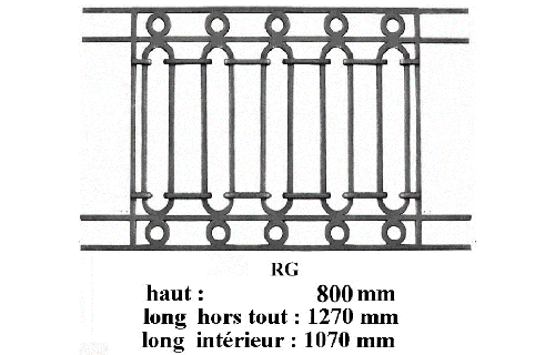 Balkongrill, handrið úr járni — ref RG