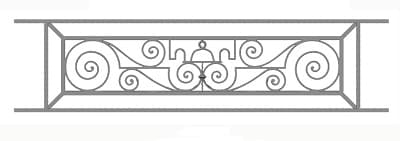 Balkongrill, handrið úr járni — ref TH