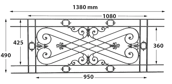 BALKONGRILL, HANDRIÐ, BALUSTRADE, LOISELET - ZI